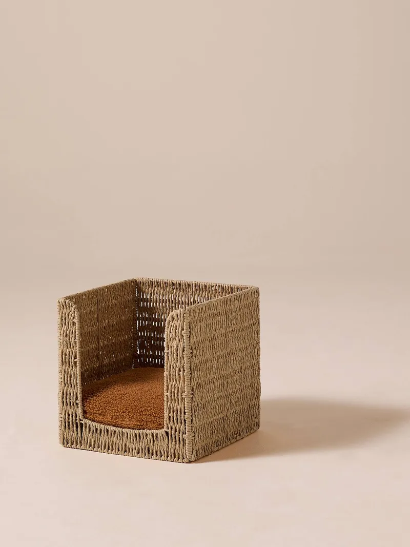 Vertbaudet Faltbarer Katzenkorb aus Papierkordel, Beige, – Produktbild 2 von 4