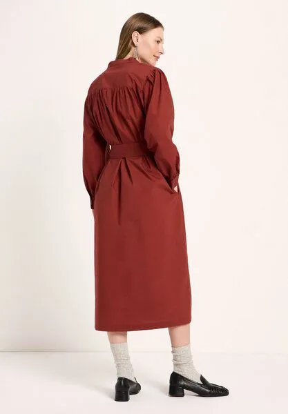 LANIUS LANIUS Langarm-Kleid mit Kräuseln, Red mahagony, – Produktbild 3 von 4