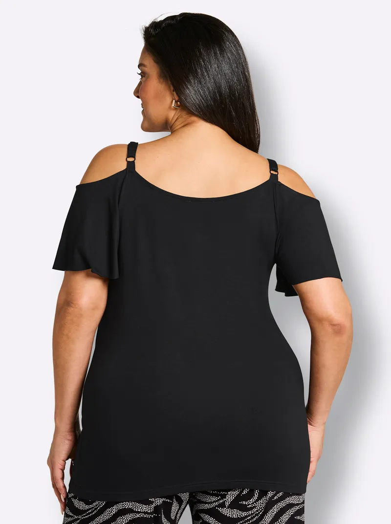 sheego Carmenshirt, Schwarz, – Produktbild 1 von 2
