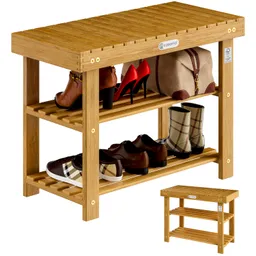 Casaria® Schuhregal 2in1 Akazienholz FSC®-zertifiziert 70x33x46cm – Produktbild 1 von 1