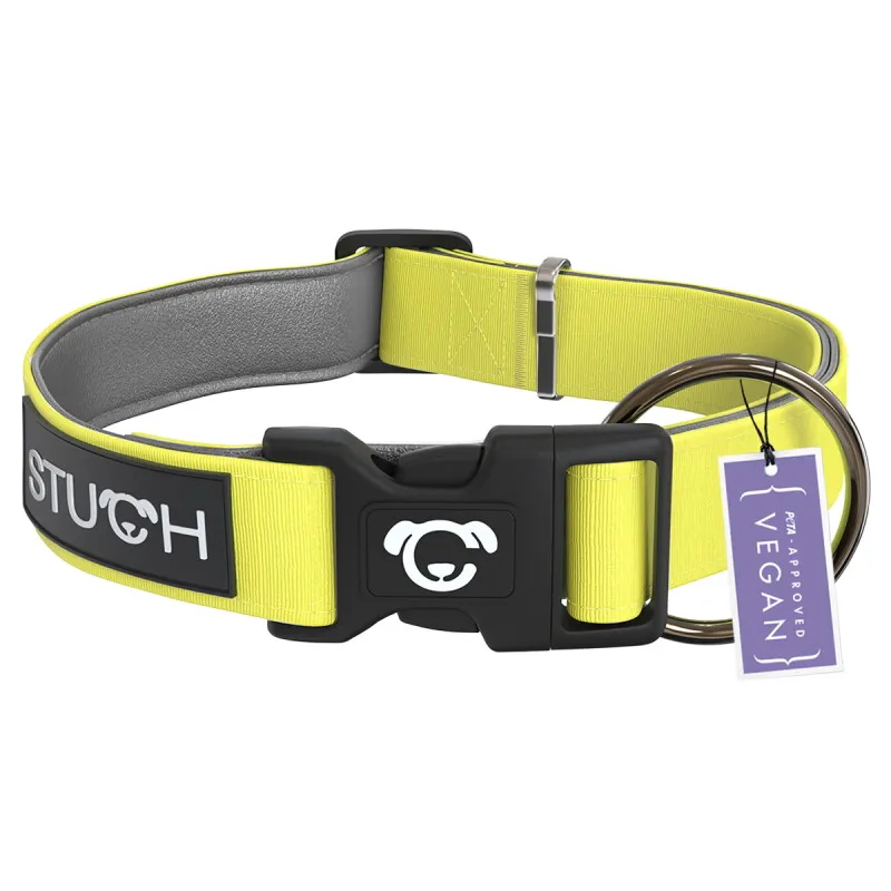 STUCH STUCH Hundehalsband gepolstert u. verstellbar zitronengrün L, Zitronengrün, – Produktbild 1 von 2