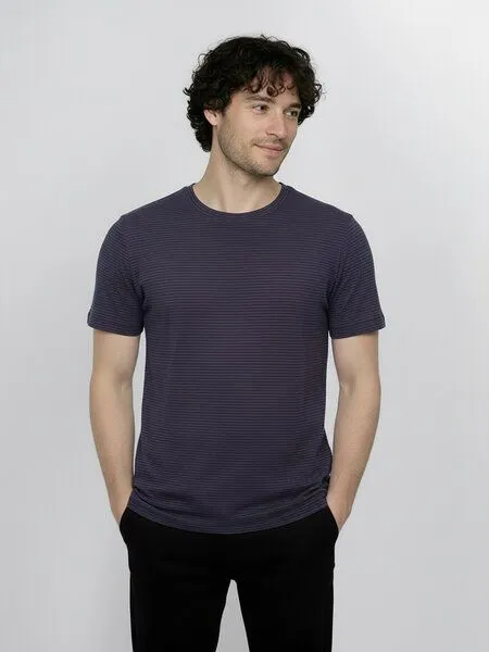 GreenBomb GREENBOMB Basic Spice - Sportliches T-Shirt aus Bio-Baumwolle / GOTS / Fair & Vegan, Lila (purple blue stripes), – Produktbild 1 von 4