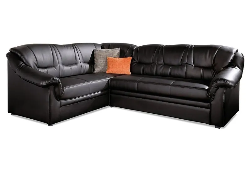 DOMO collection Ecksofa Montana, zeitlose Rückensteppung, bequeme Armlehnen, B.234cm, L-Form, wahlweise mit Bettfunktion, Schwarz, – Produktbild 7 von 8