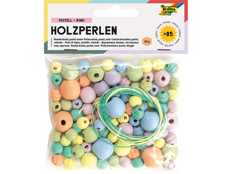 folia folia Holzperlen Pastell rund, 84 Stk. – Produktbild 1 von 1