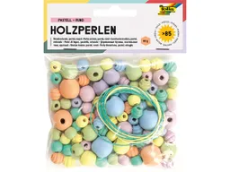 folia folia Holzperlen Pastell rund, 84 Stk. – Produktbild 1 von 1