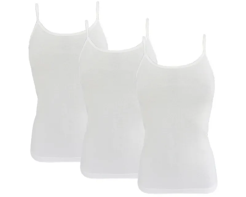 HERMKO Achseltop 1560 (Pack, 3er) Träger Top, Bio-Baumwolle, Spaghettiträger, Shirt, Basic, Weiß, – Produktbild 2 von 4