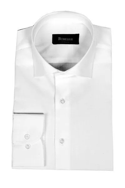 RIBESSE RIBESSE Herren Hemd aus Bio-Baumwolle slim fit Business Hemd, Weiss 1, – Produktbild 1 von 4