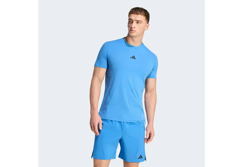 adidas Performance adidas Performance T-Shirt DESIGNED FOR TRAINING WORKOUT mit Rundhalsausschnitt, ohne Verschluss, sportlicher Stil, Blau, – Produktbild 1 von 4