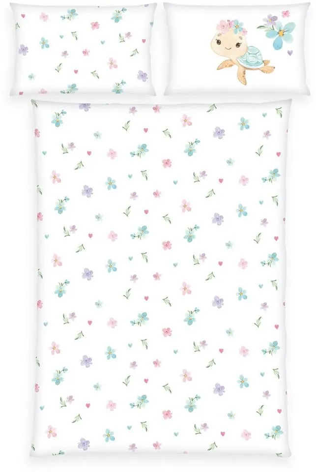 Baby Best Baby Best Babybettwäsche Little Turtle, Flanell, 2 teilig, mit liebevollem Motiv, Bunt, – Produktbild 1 von 2