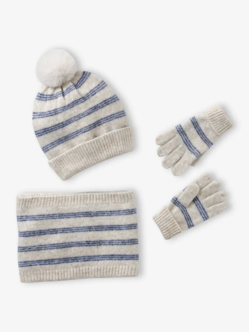 Vertbaudet Set aus Mütze, Vanille, – Produktbild 2 von 4