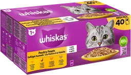 Whiskas Whiskas Portionsbeutel Multipack Mega Pack 1+ Geflügel Auswahl in Gelee 40 x 85g – Produktbild 1 von 1