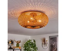 hofstein Deckenleuchte moderne Deckenlampe aus Metall/Bambus/Holz in Schwarz/Natur, ohne Leuchtmittel, Boho-Design Deckenleuchte,Lichteffekt, Ø40cm, 3xE27, ohne Leuchtmittel – Produktbild 1 von 1