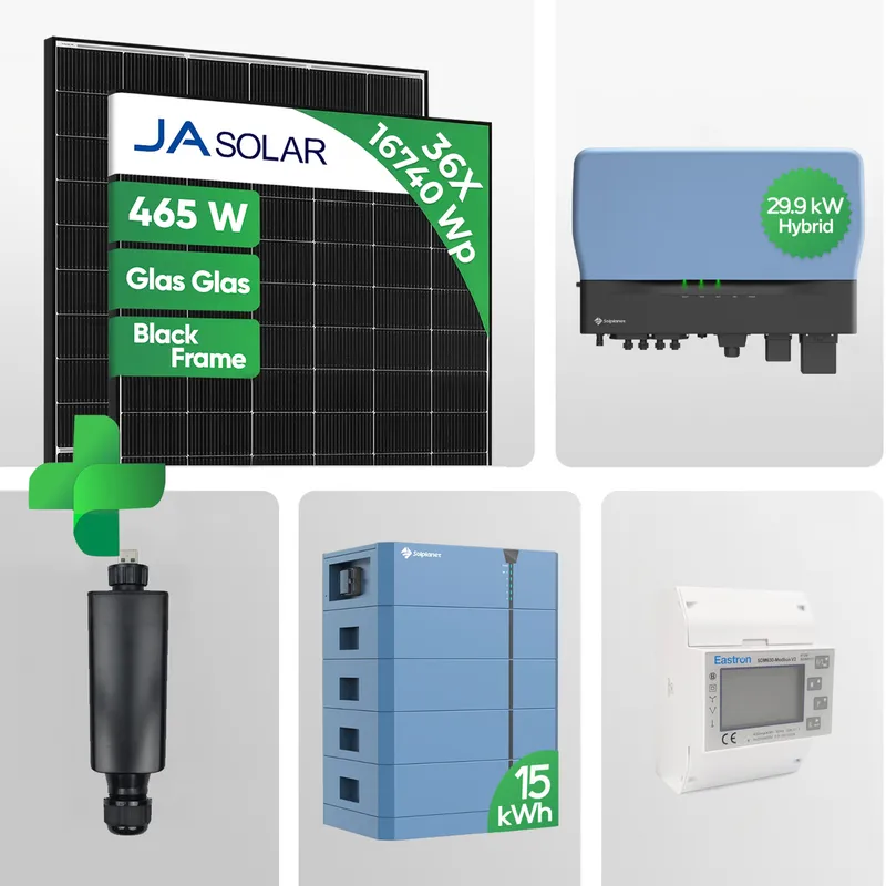 SOLPLANET 16,74 kWp PV-Komplettpaket mit 15 kWh Speicher | Ja 465W Black Frame Glas-Glas JAM54D40 LR Notstrom Netzunabhängig | inkl. 0 % MwSt. für Privatkunden – Produktbild 1 von 8