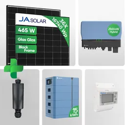 SOLPLANET 16,74 kWp PV-Komplettpaket mit 15 kWh Speicher | Ja 465W Black Frame Glas-Glas JAM54D40 LR Notstrom Netzunabhängig | inkl. 0 % MwSt. für Privatkunden – Produktbild 1 von 1
