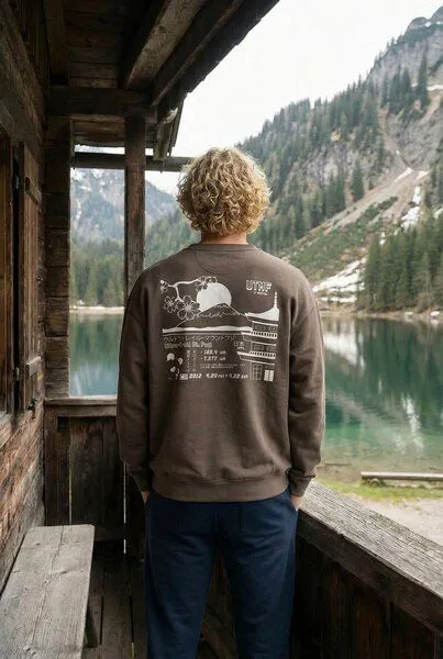 THE FACE OF ELEMENTS The Face of Elements Mount Fuji Ultra Trail - Relaxed Fit Sweatshirt aus 100% Bio-Baumwolle, Mocha (braun), – Produktbild 1 von 3