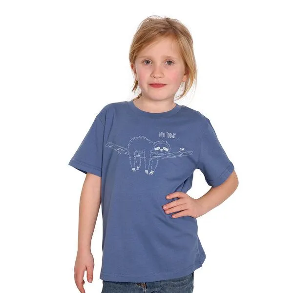 HANDGEDRUCKT HANDGEDRUCKT "Not Today..." Kinder-T-Shirt, Fadeddenim, – Produktbild 1 von 3