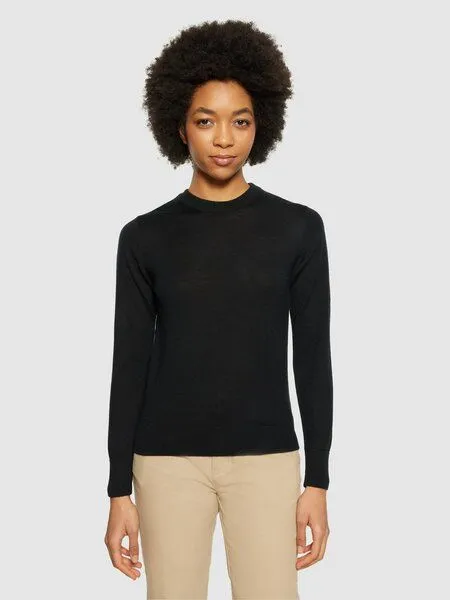 KnowledgeCotton Apparel KnowledgeCotton Apparel Merino Crew Neck Strickpullover, Black jet, – Produktbild 2 von 4