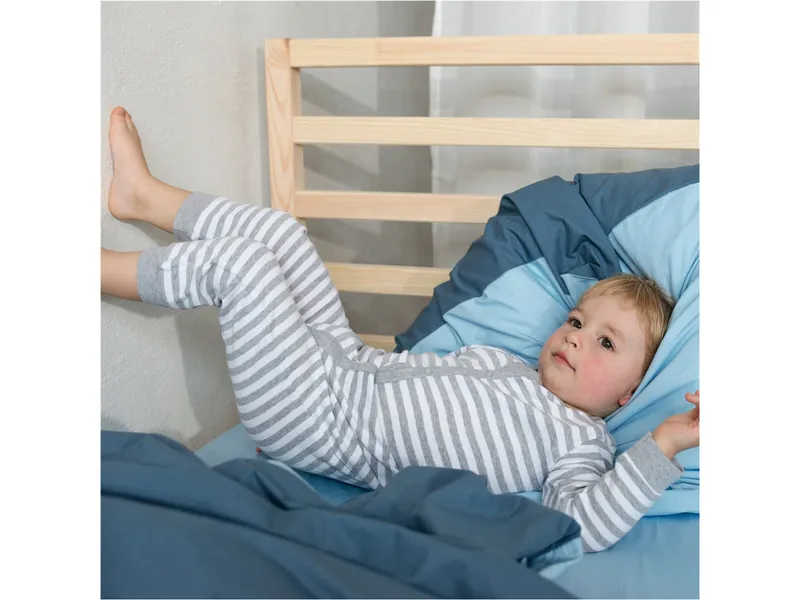 Living Crafts Living Crafts Baby und Kinder Schlafanzug Bio-Baumwolle grau-weiß gestreift Gr.62/68, Grau, – Produktbild 2 von 2
