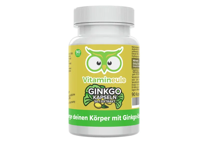 Vitamineule Ginkgo Kapseln - 120 mg 50:1 Ginkgo Extrakt - Kapsel – Produktbild 1 von 4