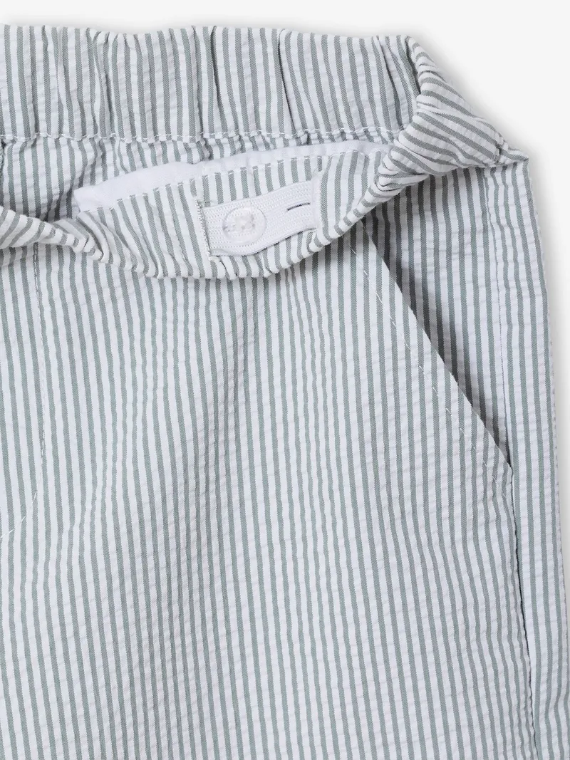 Vertbaudet Set aus Poloshirt & Shorts für Jungen, Grün gestreift, – Produktbild 4 von 4