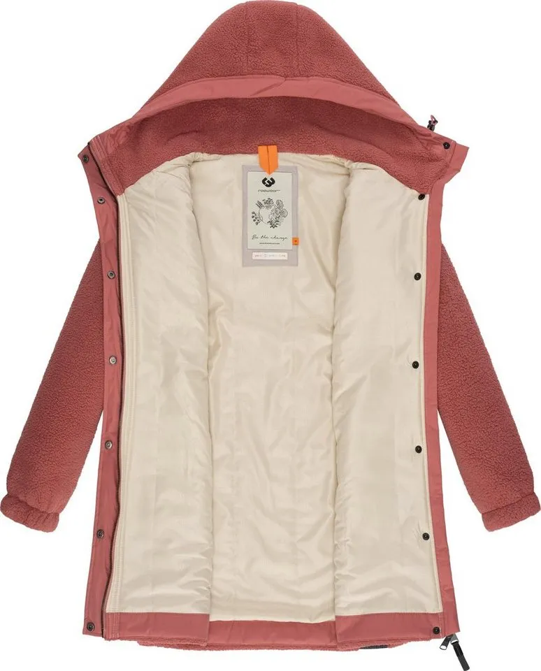 ragwear ragwear Outdoorjacke Cousy flauschige Übergangsjacke mit Teddyfell und Kapuze, Rosa, – Produktbild 1 von 3