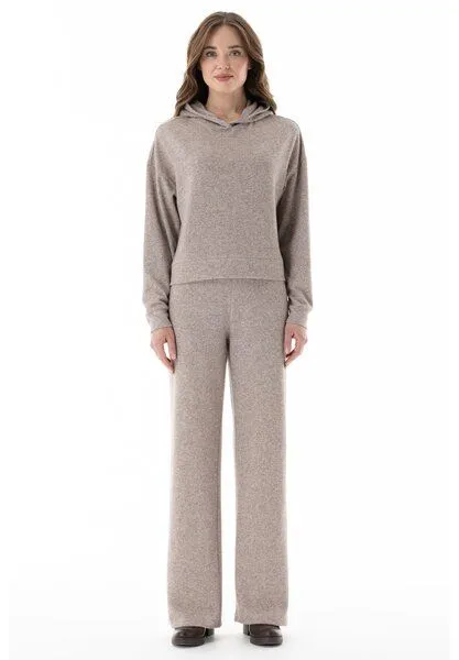 ORGANICATION ORGANICATION Wide-Leg-Hose aus Bio-Baumwolle und recyceltem Polyester, Brown melange, – Produktbild 1 von 3