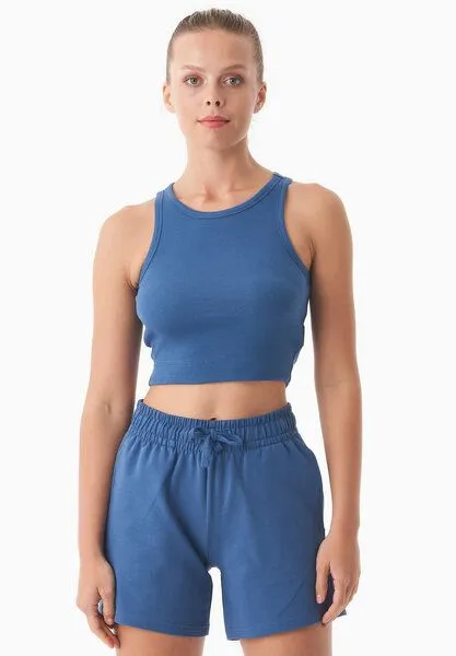 ORGANICATION ORGANICATION SONNIA | Cropped Rib Top aus Bio-Baumwolle, Light navy, – Produktbild 1 von 4