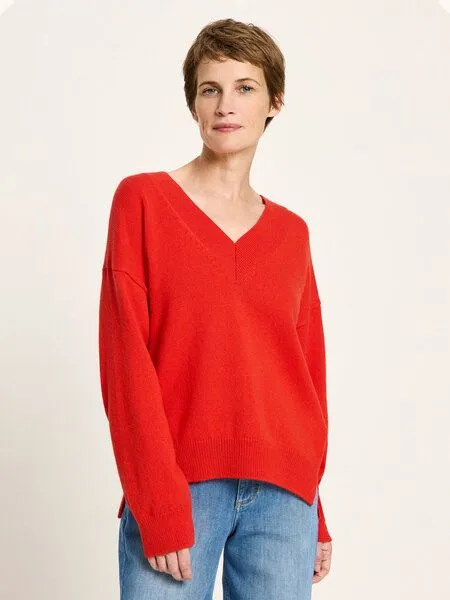 LANIUS LANIUS Pullover mit V-Ausschnitt, Red alert, – Produktbild 1 von 4