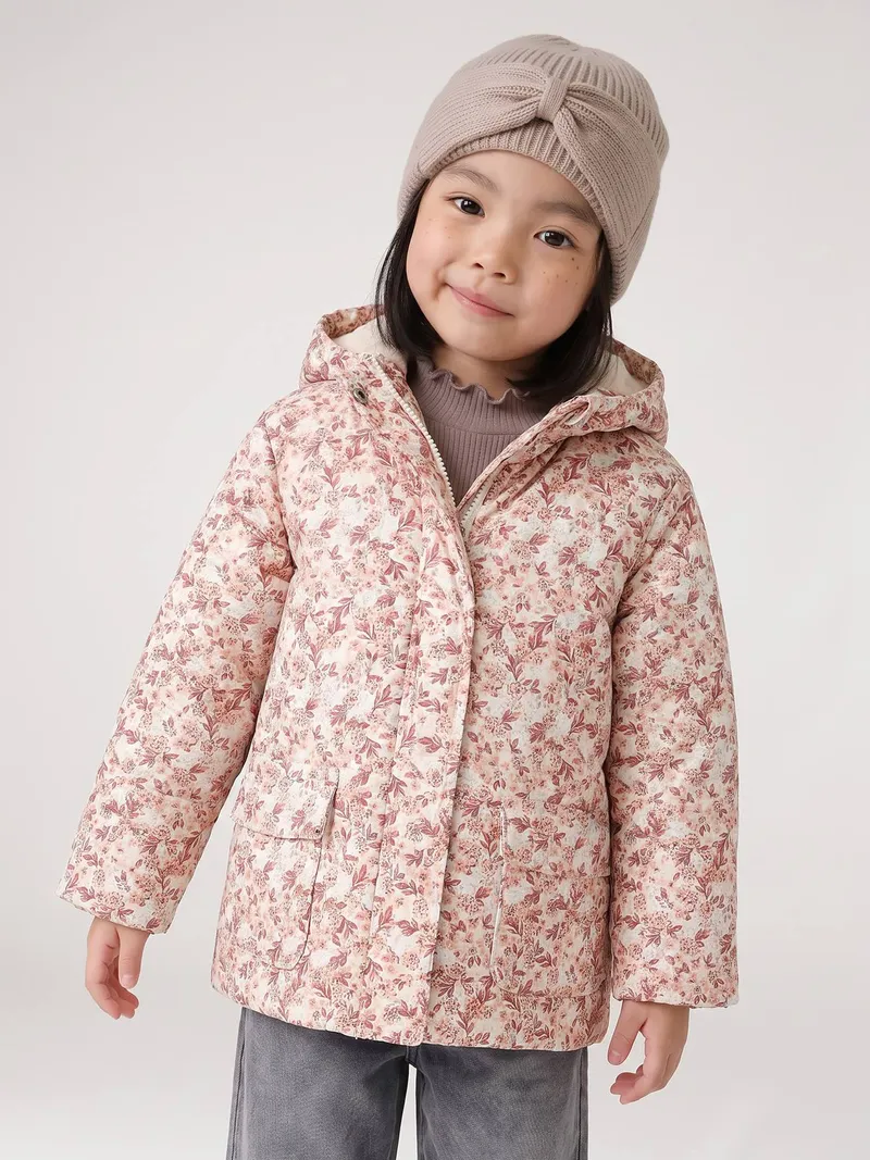 Vertbaudet Regenjacke mit magischen Blumenmotiv und Teddyfleece-Futter Mädchen vanille, Vanille, – Produktbild 5 von 7