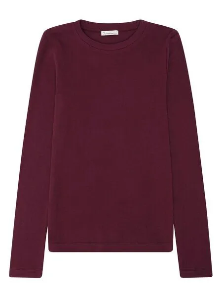 KnowledgeCotton Apparel KnowledgeCotton Apparel Langarmshirt - Rib Scoop neck long sleeved - aus Bio-Baumwolle, Rot (fig), – Produktbild 1 von 2