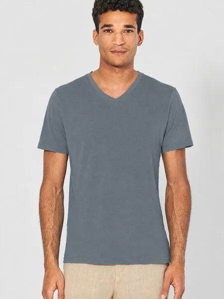 HempAge HempAge V-Kragen T-Shirt Hanf/Biobaumwolle, Titan(grau), – Produktbild 2 von 4