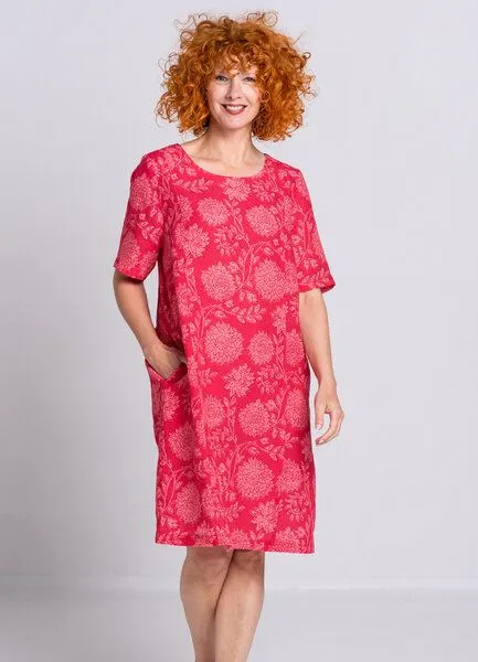 Heidekönigin Heidekönigin Leinenkleid kurzarm, Rot (lachs), – Produktbild 2 von 3