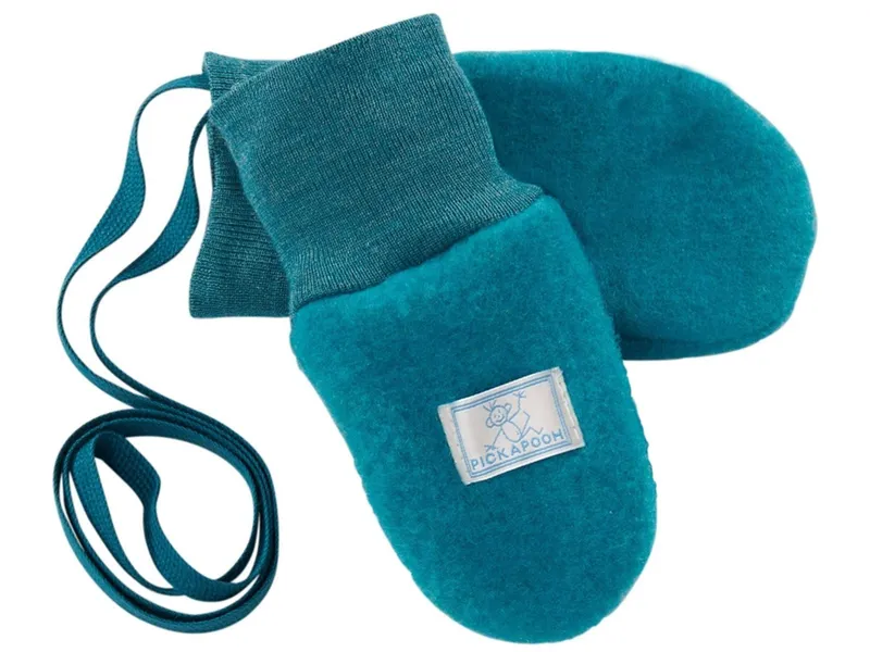 Pickapooh Pickapooh Baby und Kinder Fäustlinge Bio-Schurwolle Fleece petrol (bis 9 Monate), Türkis, – Produktbild 2 von 2
