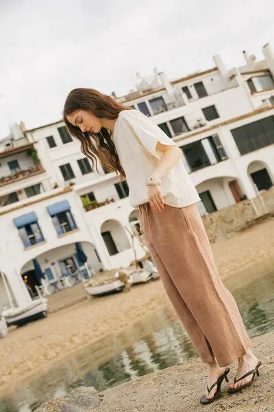 AmourLinen AmourLinen Leinenhose Tokyo, Rosy brown (braun), – Produktbild 3 von 4