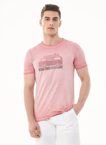 ORGANICATION ORGANICATION Cold Pigment Dyed T-Shirt aus Bio-Baumwolle mit Print, Rose(desert rose), – Produktbild 1 von 4