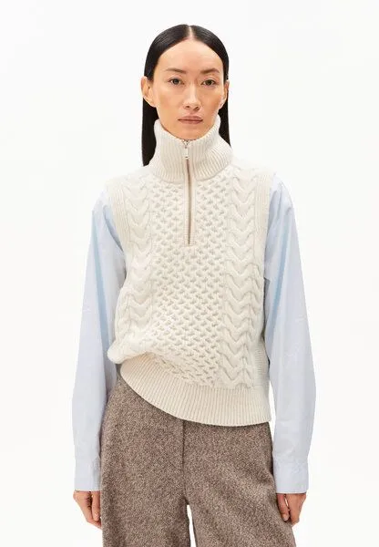 ARMEDANGELS ARMEDANGELS OLAIAAS CABLE Damen Stricktop Relaxed Fit aus Bio-Woll Mix, Oatmilk, – Produktbild 1 von 4
