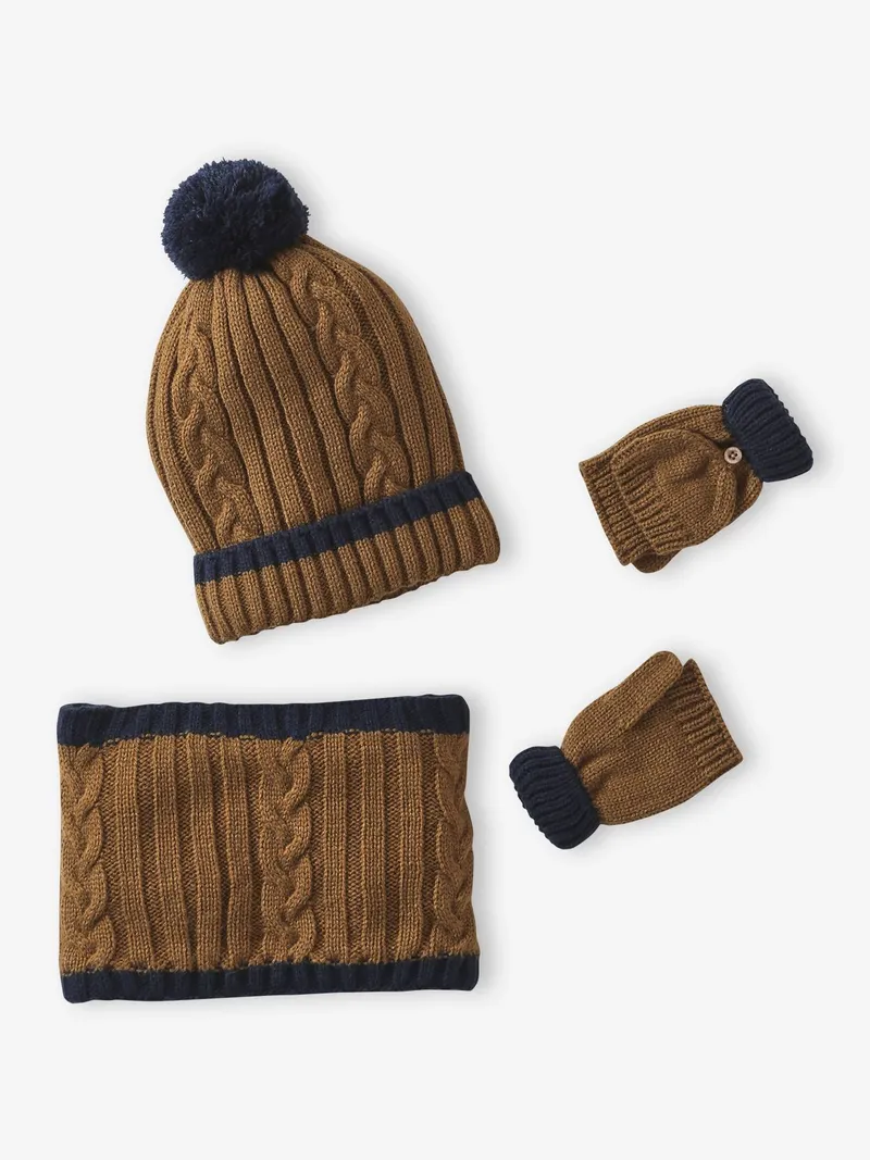 Vertbaudet Set aus Mütze, Ocker, – Produktbild 2 von 4