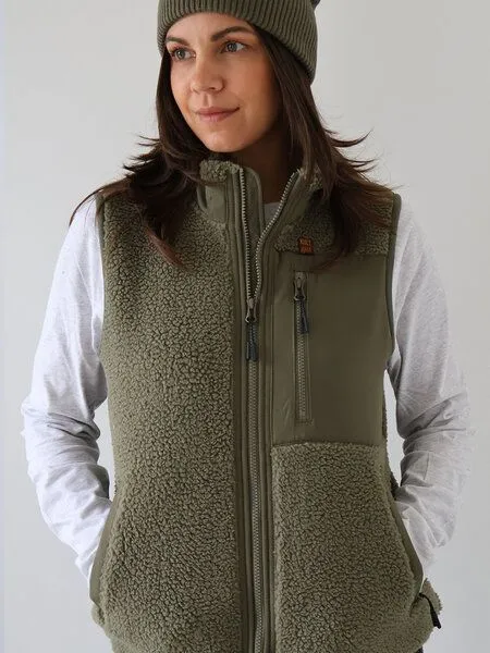 Kultgut Kultgut New Recycling Generation - Kuschelige Sherpa Fleeceweste / With Love, Naturgrün, – Produktbild 5 von 7