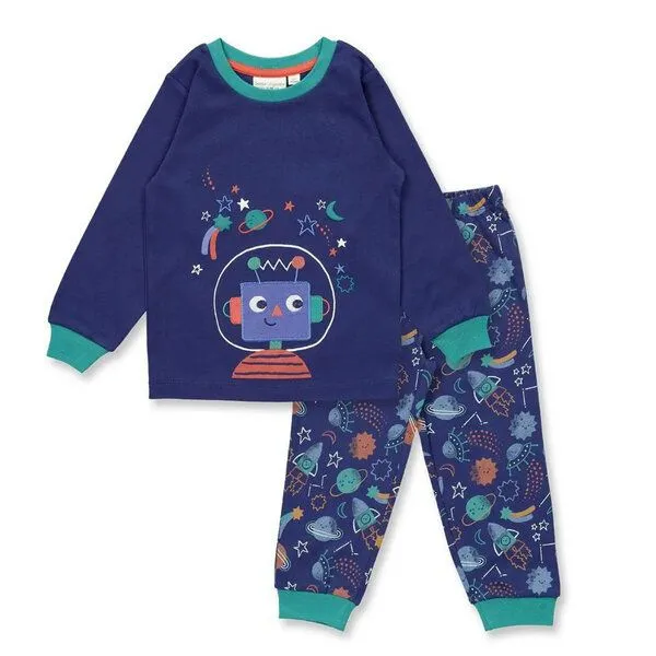 Sense Organics Sense Organics Kinder Schlafanzug mit Roboter-Motiv Bio Baumwolle, Navy-robot-aop-space, – Produktbild 1 von 3