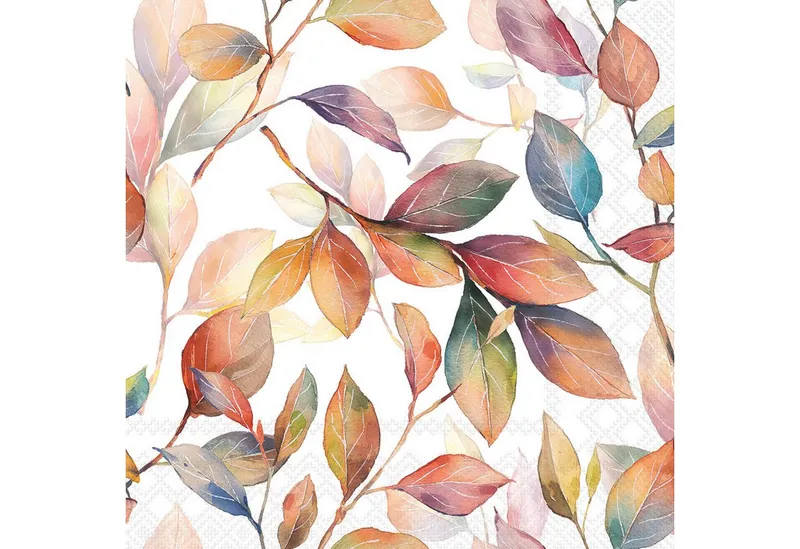 Ambiente Luxury Paper Products Papierserviette, Servietten Papier 33x33cm 3-lagig mit bunten Blättern Motiv 20 Stück, Orange|rot, – Produktbild 1 von 1