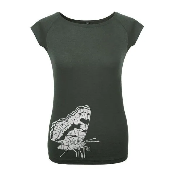 HANDGEDRUCKT HANDGEDRUCKT RESTPOSTEN "Landkärtchen" Bamboo Frauen T-Shirt, Charcoalgrey, – Produktbild 2 von 4
