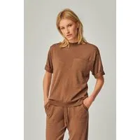 YOU LOOK PERFECT YOU LOOK PERFECT 100% Merino gestricktes T-Shirt "Elfie", Cognac (braun), – Produktbild 1 von 1