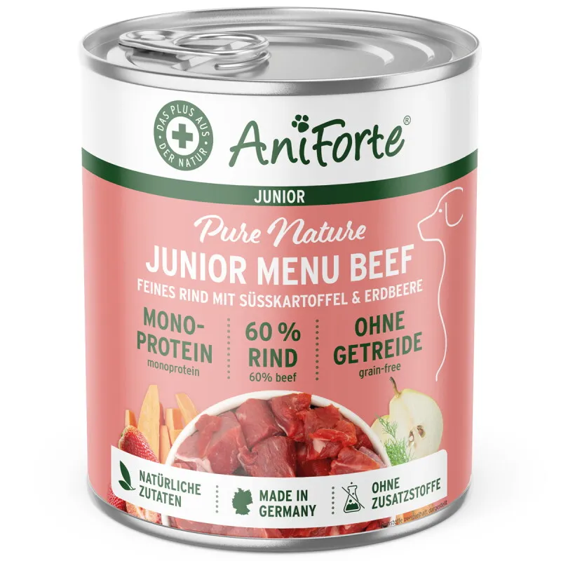 AniForte AniForte Nassfutter Junior Menue Rind 6 x 400g – Produktbild 1 von 2