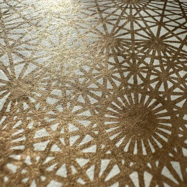 Veskor Cassiopeia Veskor Cassiopeia DEMIHEPTERAKT Heilige Geometrie Linoldruck | 40 × 40 cm | Gold auf Naturweiß – Produktbild 4 von 4
