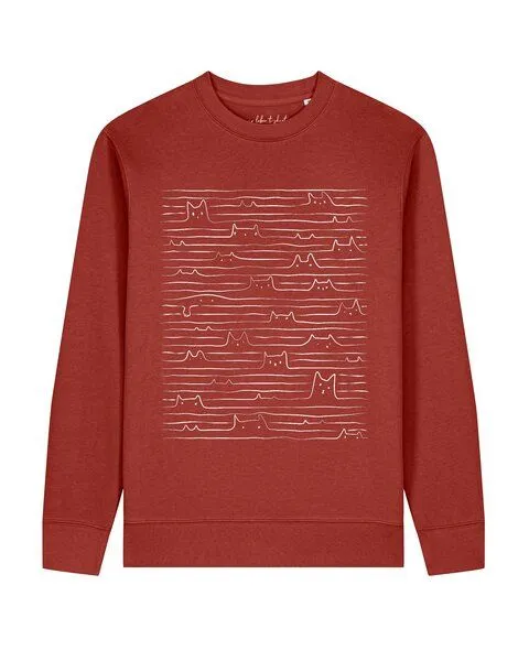 watapparel watapparel Sweatshirt Unisex Doodle Cats, Earthy red, – Produktbild 1 von 2
