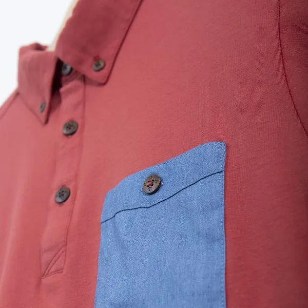 The Driftwood Tales The Driftwood Tales Rotes Poloshirt / Graues Poloshirt / Graues Poloshirt mit DRIFTWOOD emblem, Rot, – Produktbild 3 von 4