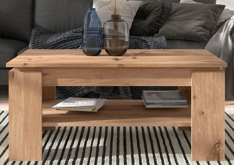 Home affaire Couchtisch Kalmar, rechteckig, 100 x 60 cm, 1 Ablageboden, Sofatisch, Beistelltisch, Kaffetisch, Wohnzimmertisch, coffee table, Braun, – Produktbild 4 von 5
