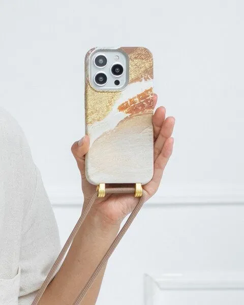 Woodcessories Woodcessories change the label - Change Case - 2in1 Nachhaltige Handyhülle, iPhone Hülle mit abnehmbarer Kette, Wüsten gold, – Produktbild 1 von 1