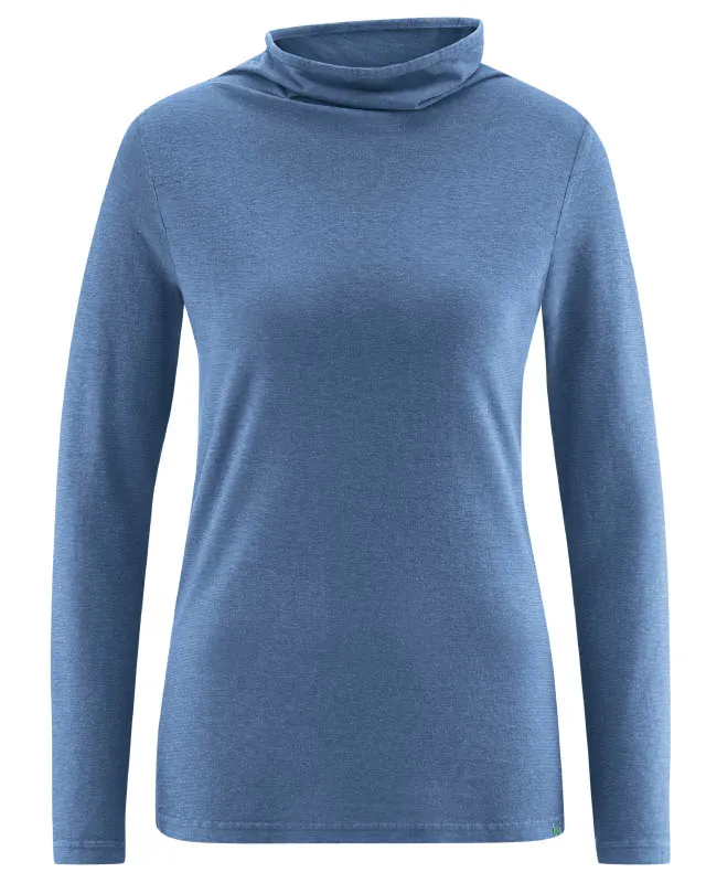 HempAge Hempage Damen vegan Langarmhemd Blueberry, Blau, – Produktbild 2 von 2