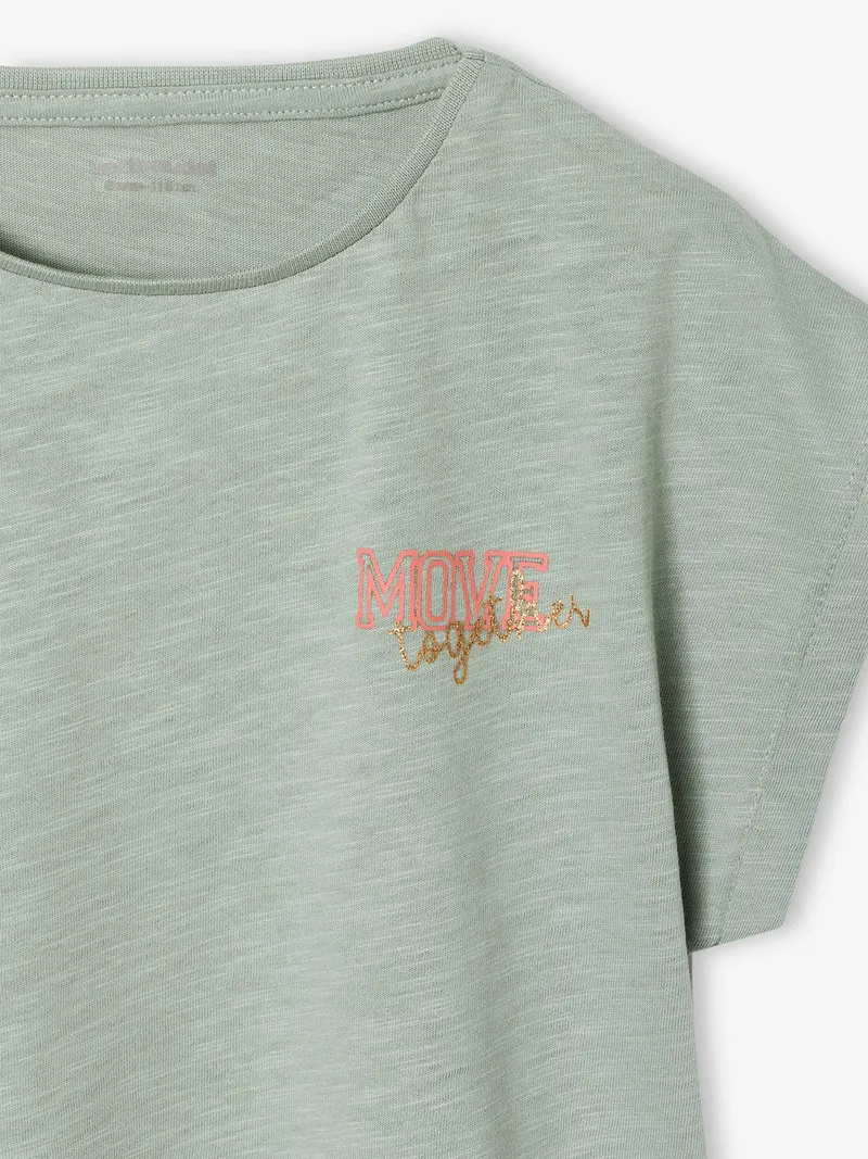 Vertbaudet T-Shirt Mädchen Rundhals BASIC salbei, Salbeigrün, – Produktbild 3 von 3